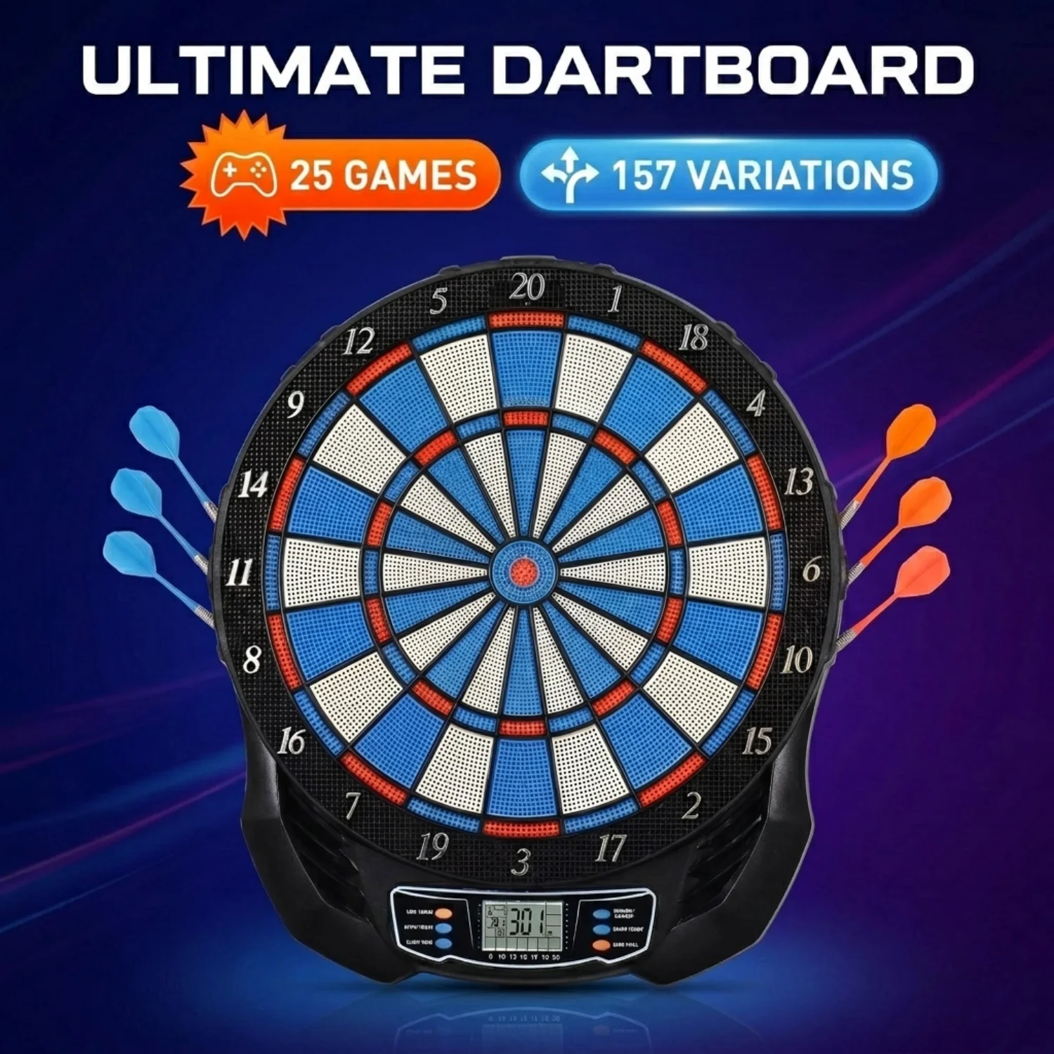 Electronic Dartboard Cabinet - DartVibe Advanced Electronic Dartboard with Professional