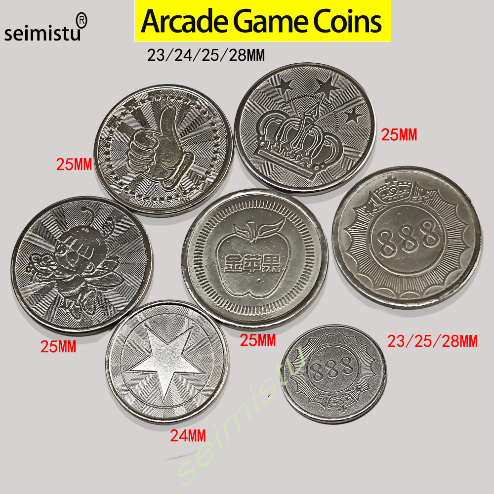 Arcade Games Vending - 100pcs Stainless Steel 23/24/25mm Tokens Crown