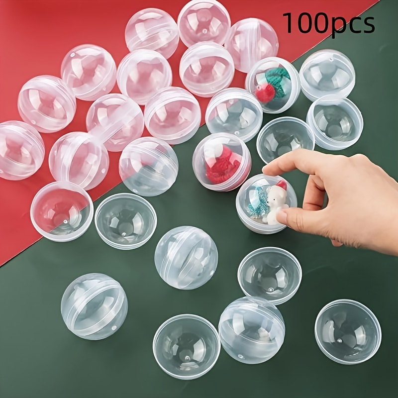 100pcs Clear Plastic Round Cap - Prize Capsule Toy Machine 评论和价格
