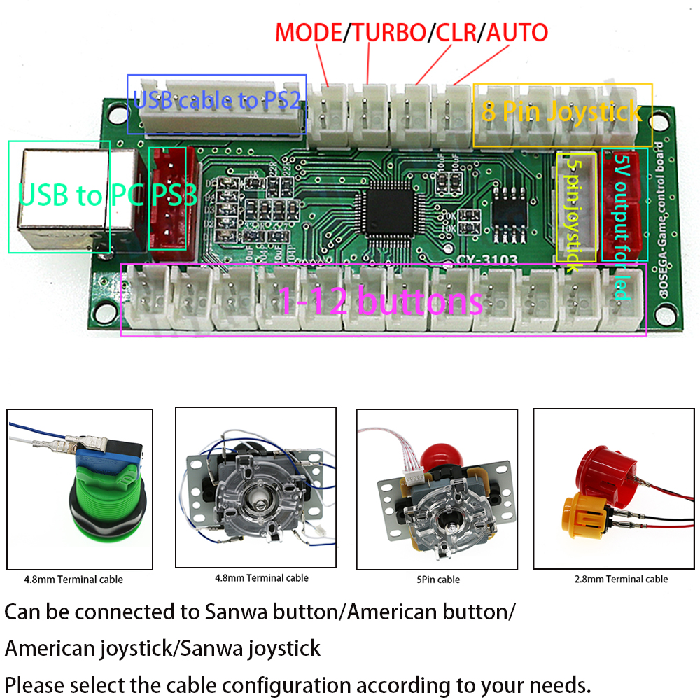 PC360 PS2 & PS3 4 In 1 Arcade  - Arcade Button Pcb 评论和价格